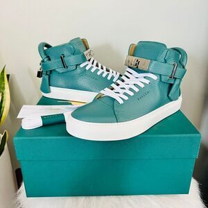 BUSCEMI Mid Sneaker, Women’s Italian Leather Hightop , Size 38 (Euro) Petrol NWT